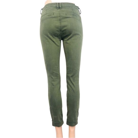 Cosmic Blue Love Olive Green High Waist Ankle Length Cuffed Pants Side Pockets - Picture 4 of 16